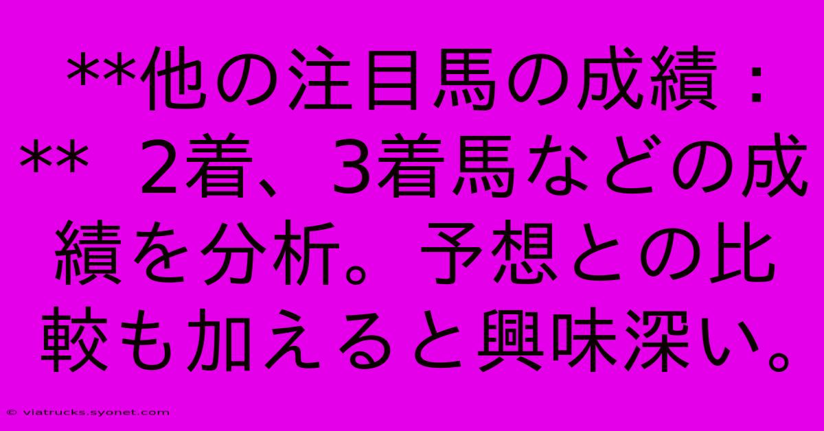 **他の注目馬の成績：**  2着、3着馬などの成績を分析。予想との比較も加えると興味深い。