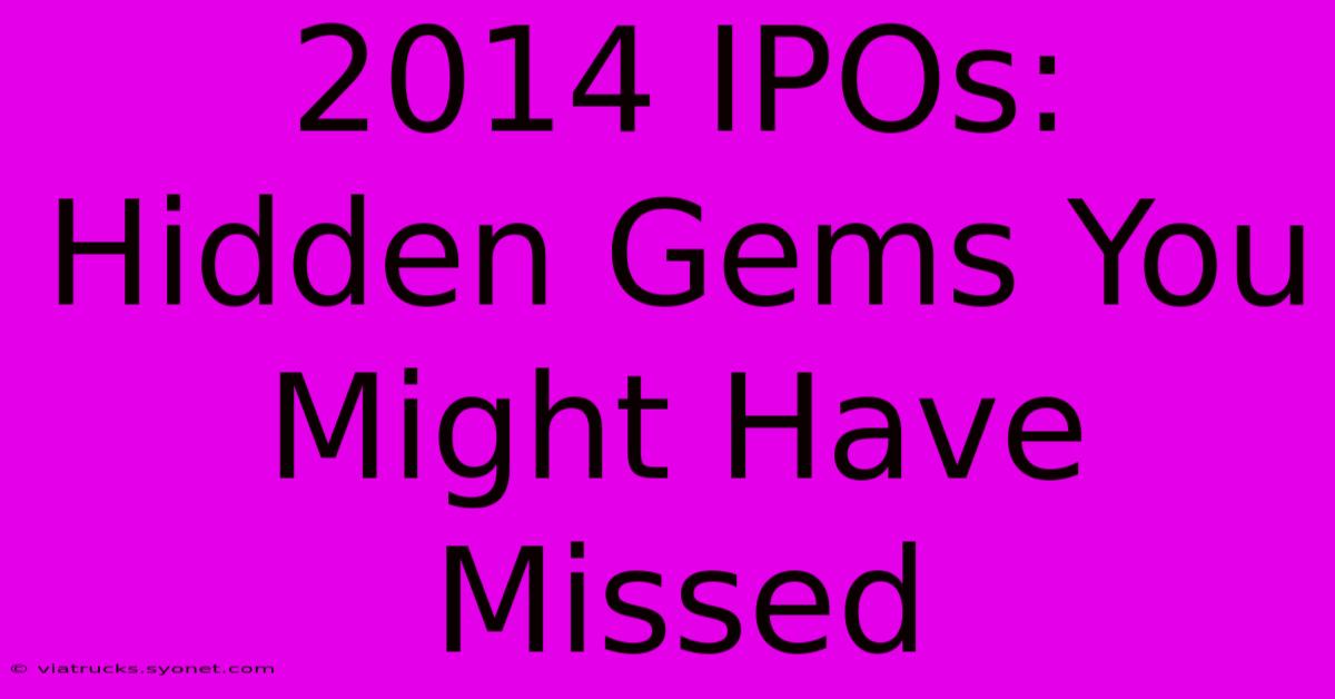 2014 IPOs: Hidden Gems You Might Have Missed