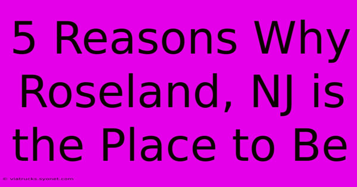 5 Reasons Why Roseland, NJ Is The Place To Be