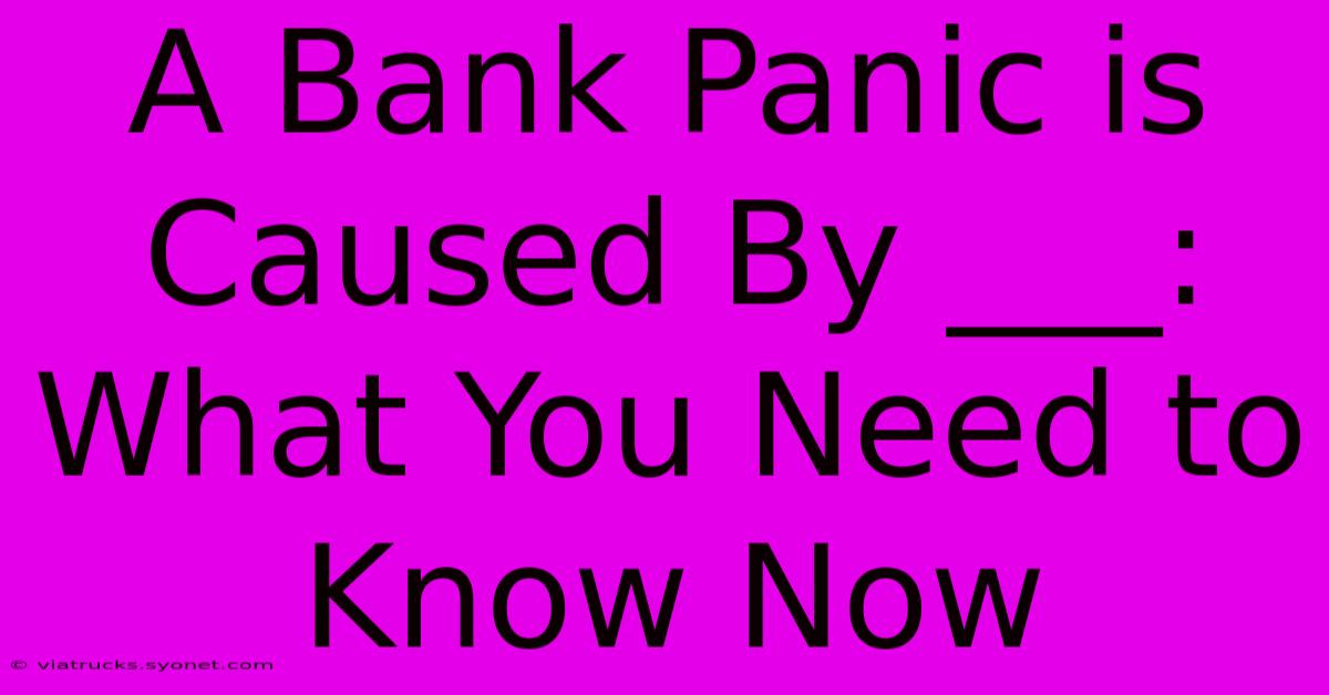 A Bank Panic Is Caused By ___: What You Need To Know Now