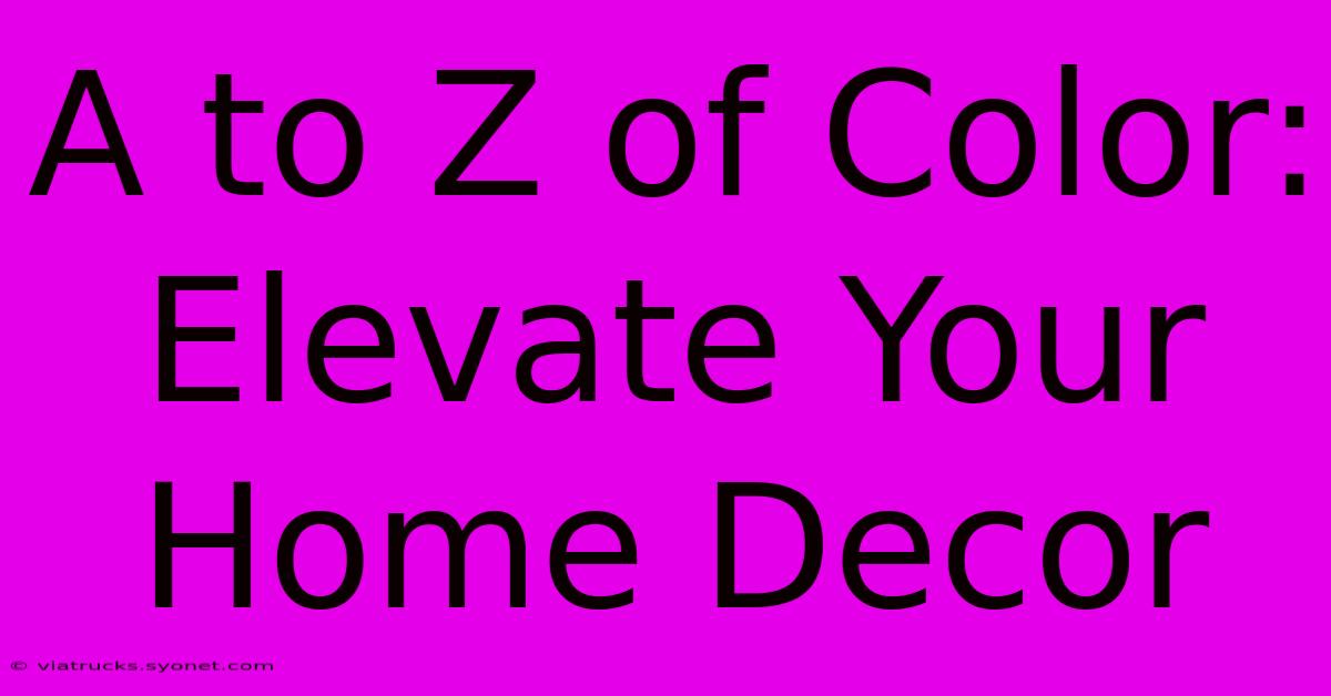 A To Z Of Color:  Elevate Your Home Decor 