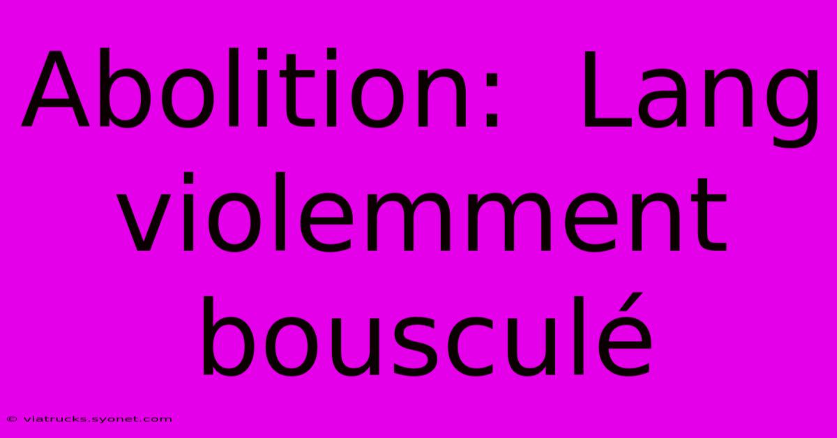 Abolition:  Lang Violemment Bousculé