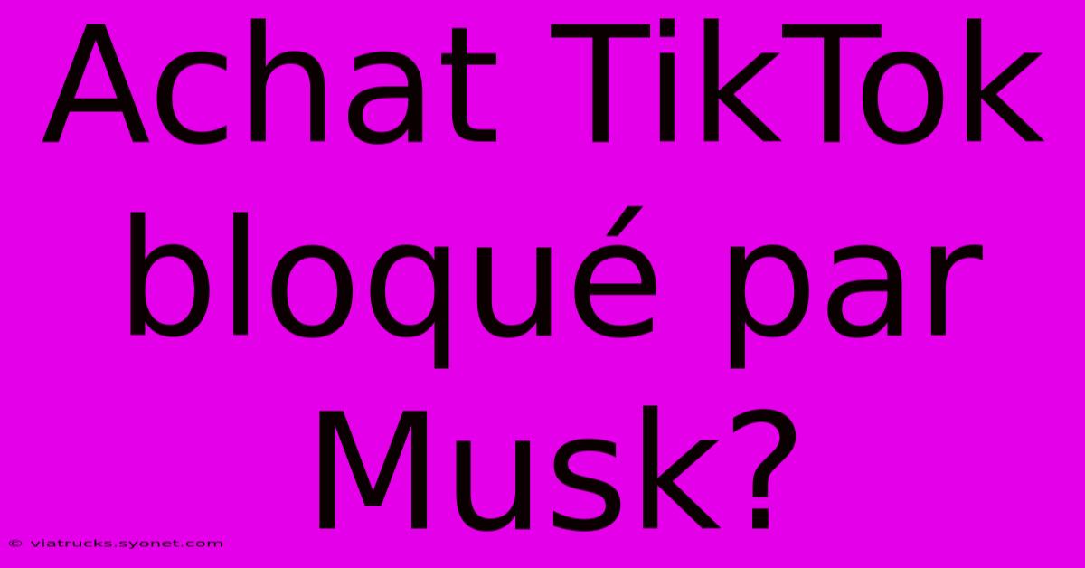 Achat TikTok Bloqué Par Musk?