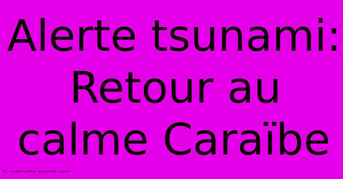 Alerte Tsunami: Retour Au Calme Caraïbe