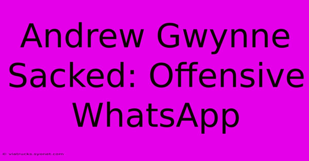 Andrew Gwynne Sacked: Offensive WhatsApp