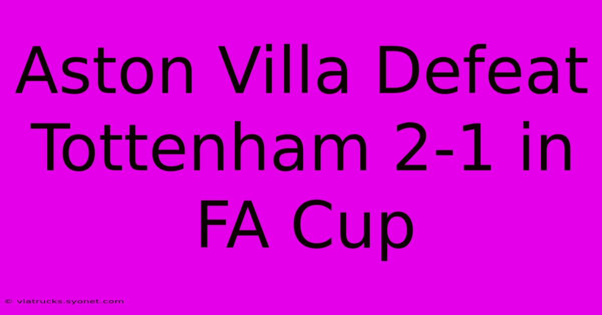 Aston Villa Defeat Tottenham 2-1 In FA Cup