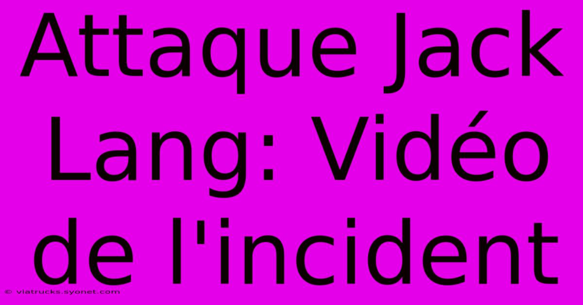 Attaque Jack Lang: Vidéo De L'incident