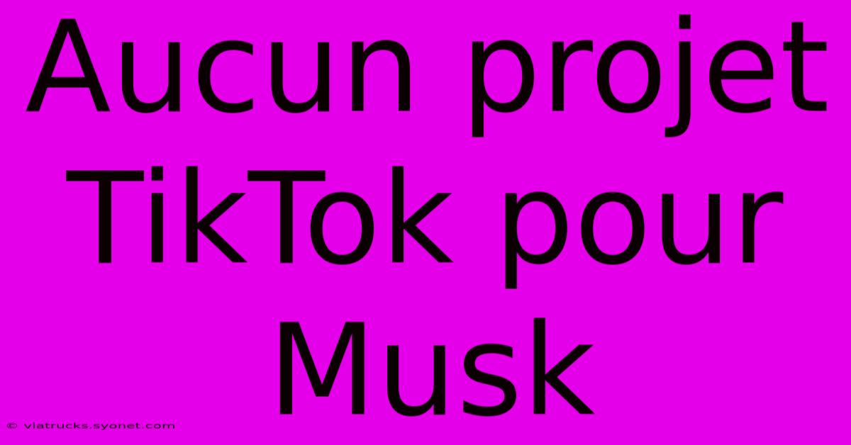 Aucun Projet TikTok Pour Musk