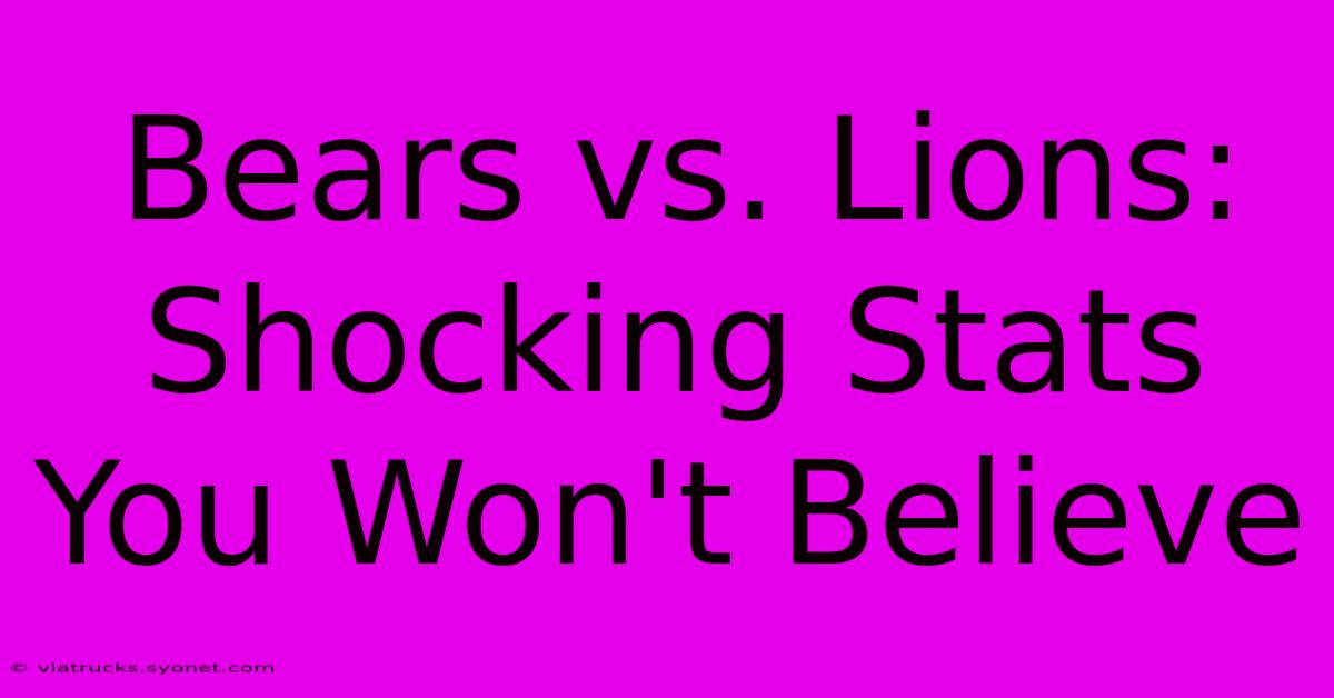 Bears Vs. Lions: Shocking Stats You Won't Believe