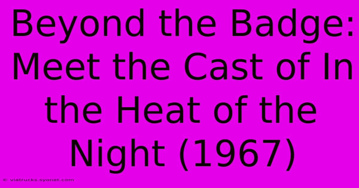 Beyond The Badge: Meet The Cast Of In The Heat Of The Night (1967)