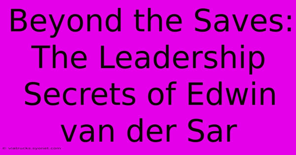 Beyond The Saves: The Leadership Secrets Of Edwin Van Der Sar