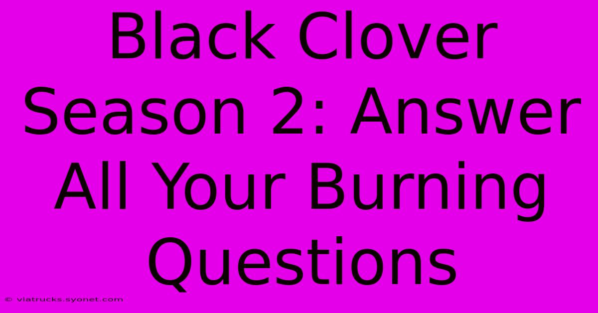 Black Clover Season 2: Answer All Your Burning Questions