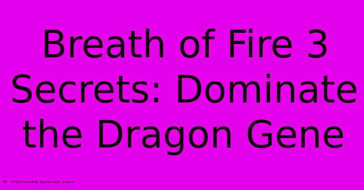 Breath Of Fire 3 Secrets: Dominate The Dragon Gene