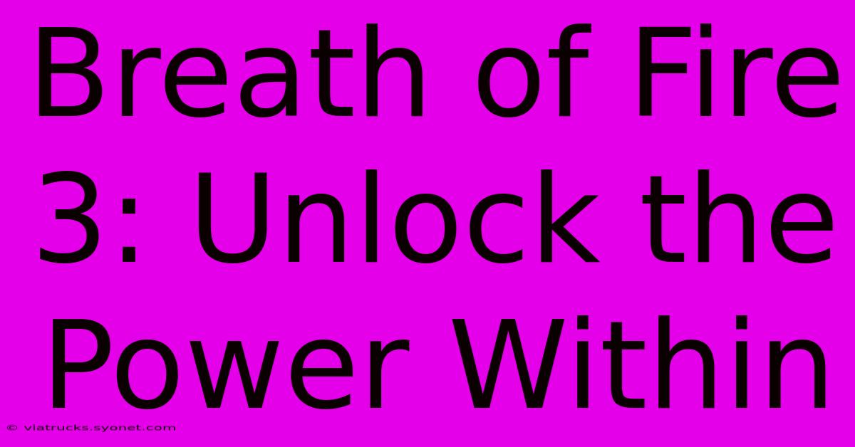 Breath Of Fire 3: Unlock The Power Within