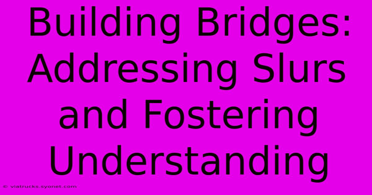 Building Bridges:  Addressing Slurs And Fostering Understanding