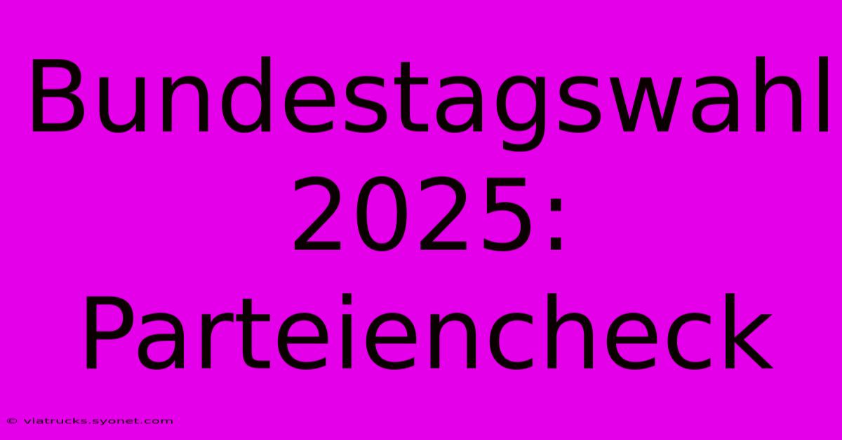 Bundestagswahl 2025: Parteiencheck