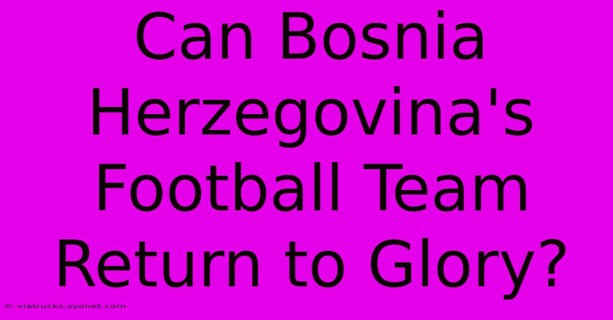 Can Bosnia Herzegovina's Football Team Return To Glory?