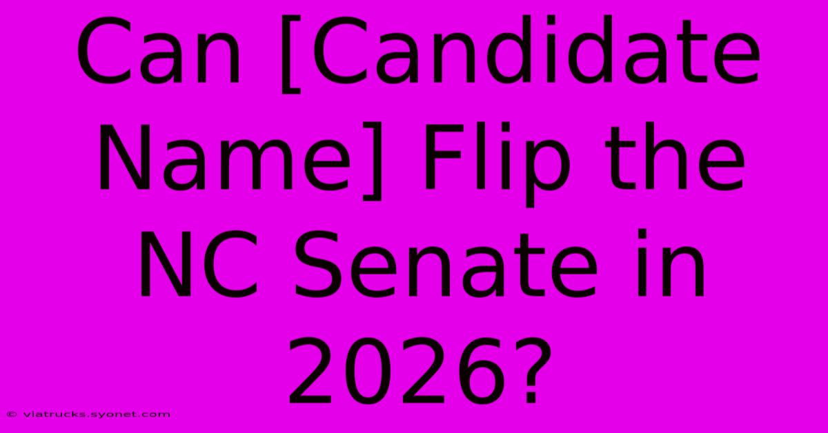 Can [Candidate Name] Flip The NC Senate In 2026?