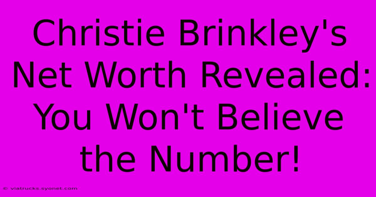 Christie Brinkley's Net Worth Revealed: You Won't Believe The Number!