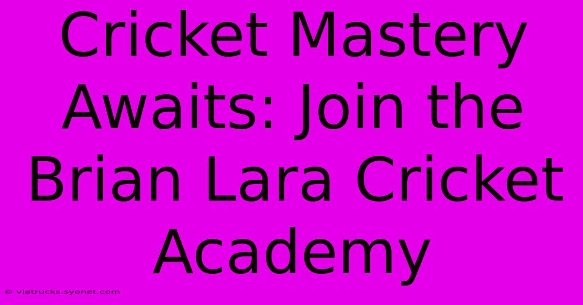 Cricket Mastery Awaits: Join The Brian Lara Cricket Academy