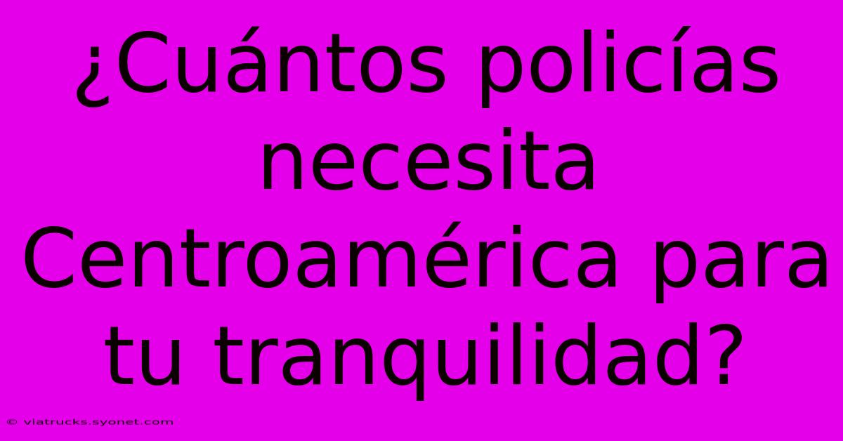 ¿Cuántos Policías Necesita Centroamérica Para Tu Tranquilidad?