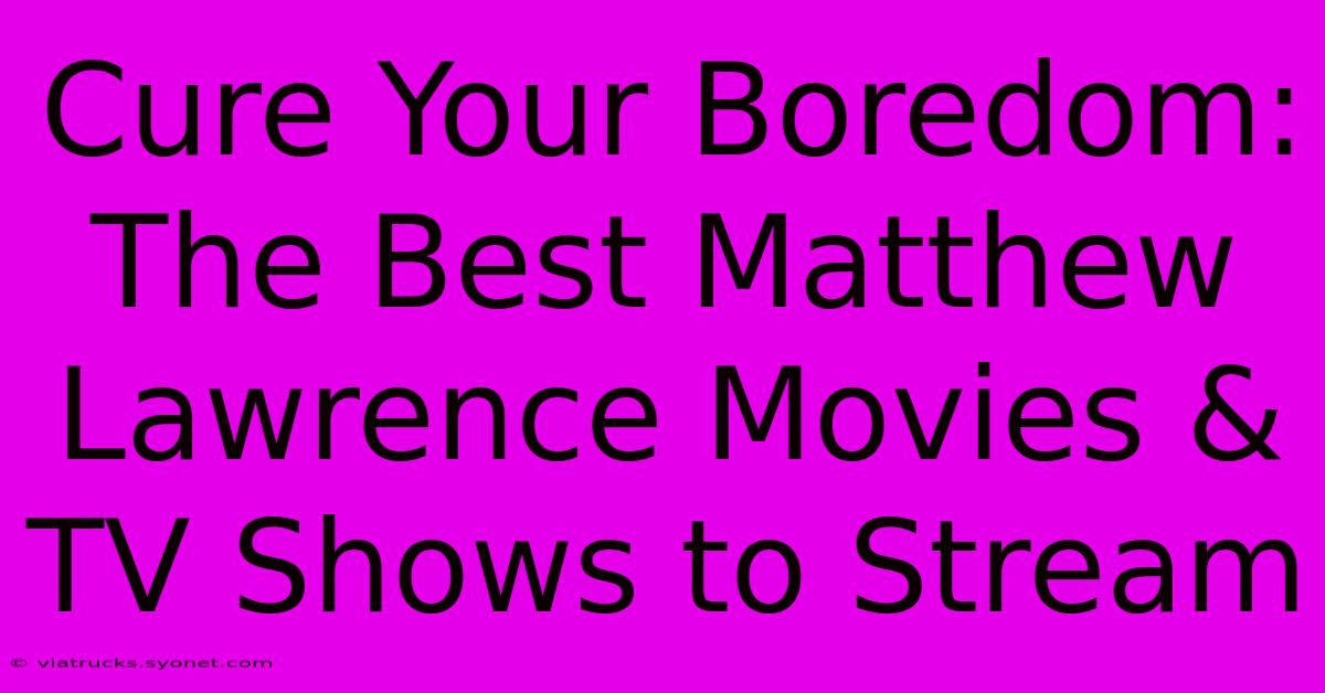 Cure Your Boredom: The Best Matthew Lawrence Movies & TV Shows To Stream