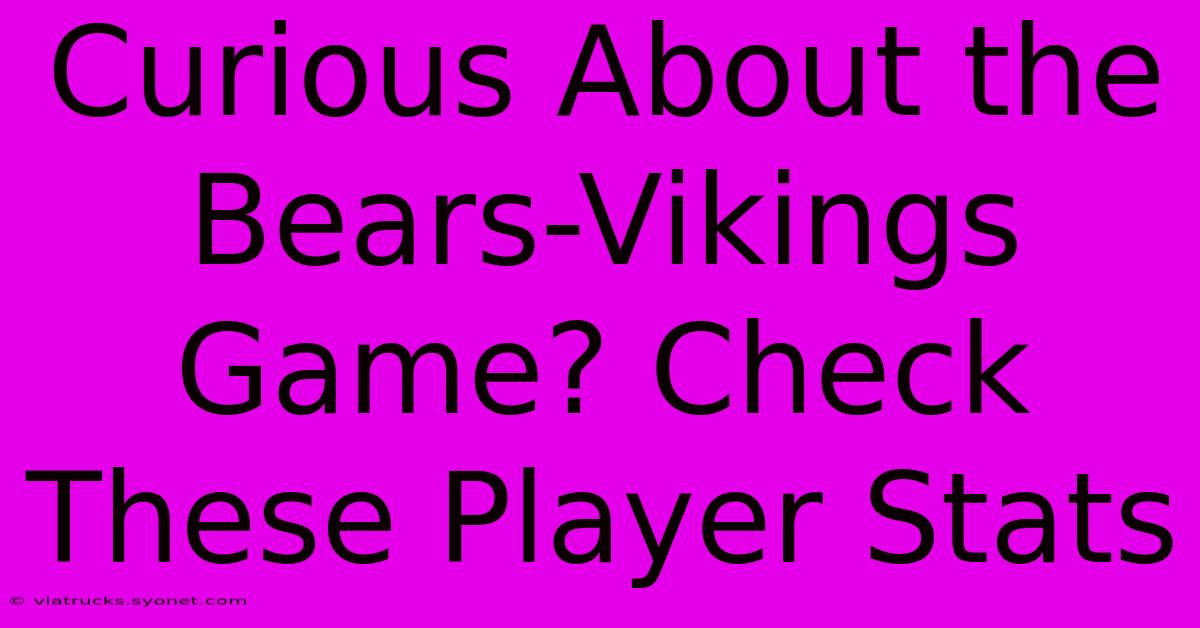 Curious About The Bears-Vikings Game? Check These Player Stats