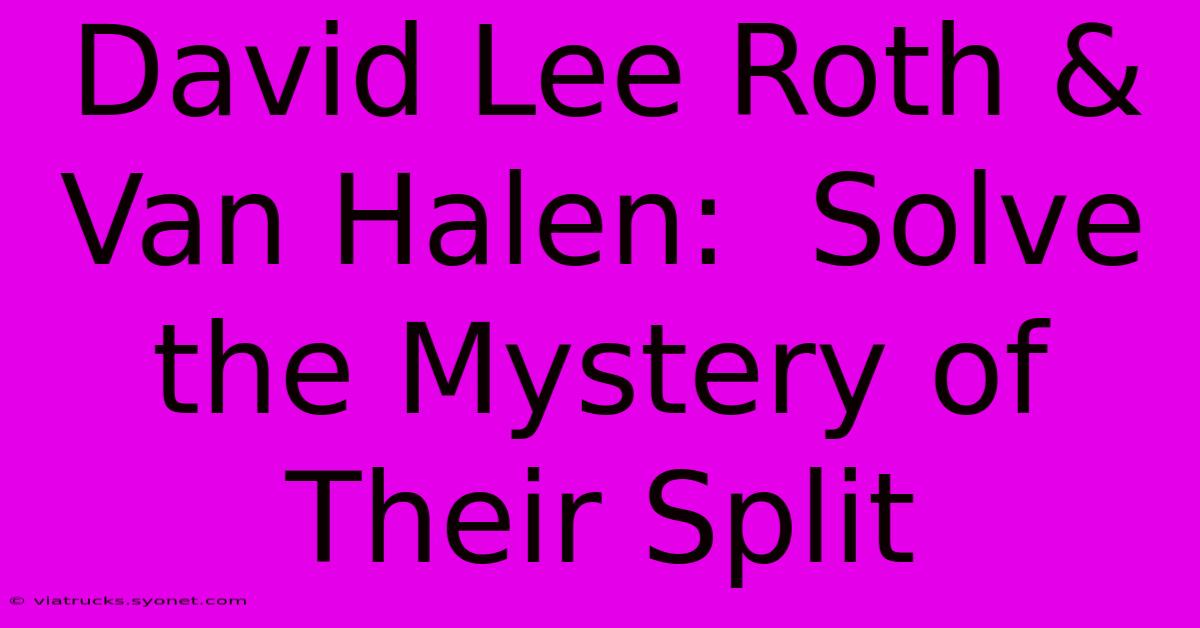 David Lee Roth & Van Halen:  Solve The Mystery Of Their Split