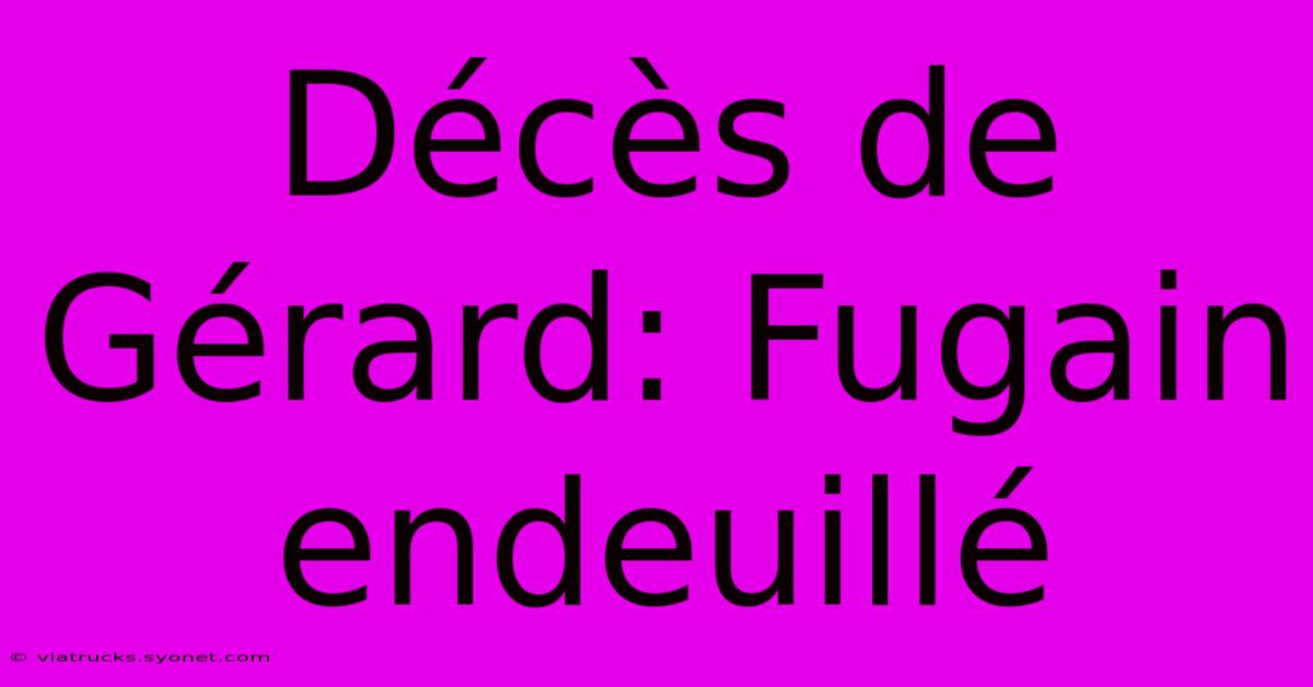 Décès De Gérard: Fugain Endeuillé