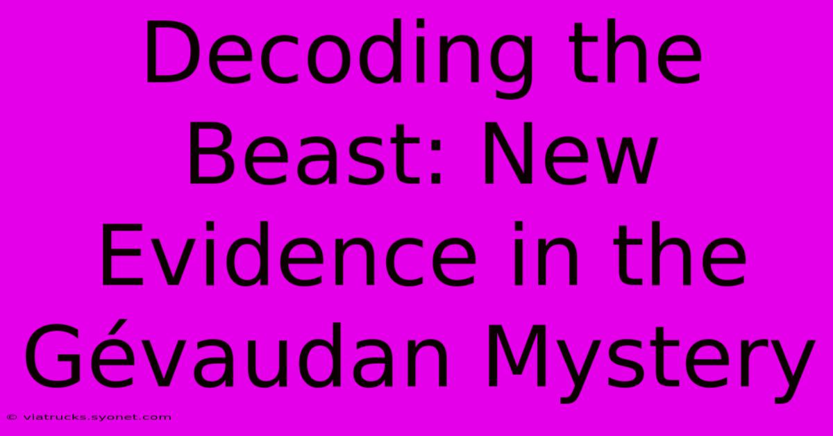 Decoding The Beast: New Evidence In The Gévaudan Mystery