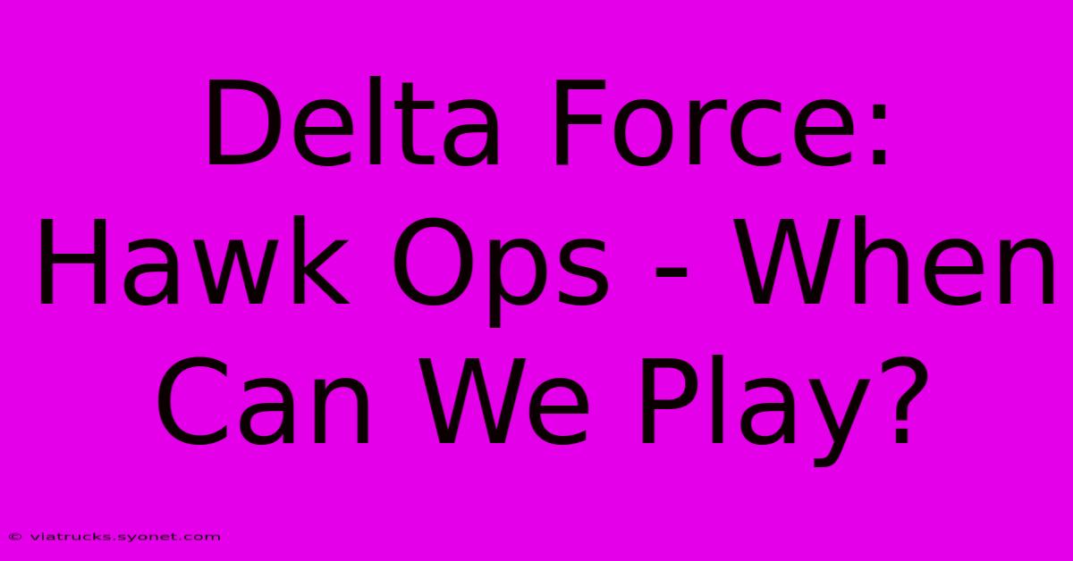 Delta Force: Hawk Ops - When Can We Play?