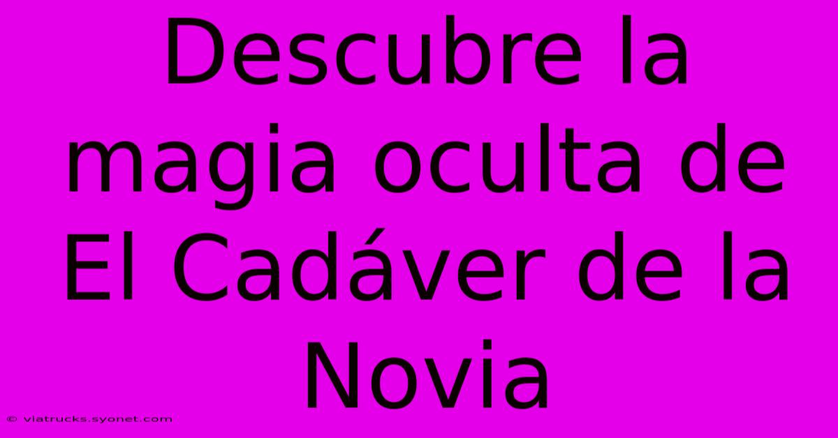 Descubre La Magia Oculta De El Cadáver De La Novia