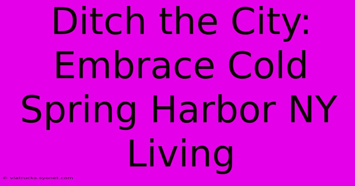 Ditch The City: Embrace Cold Spring Harbor NY Living