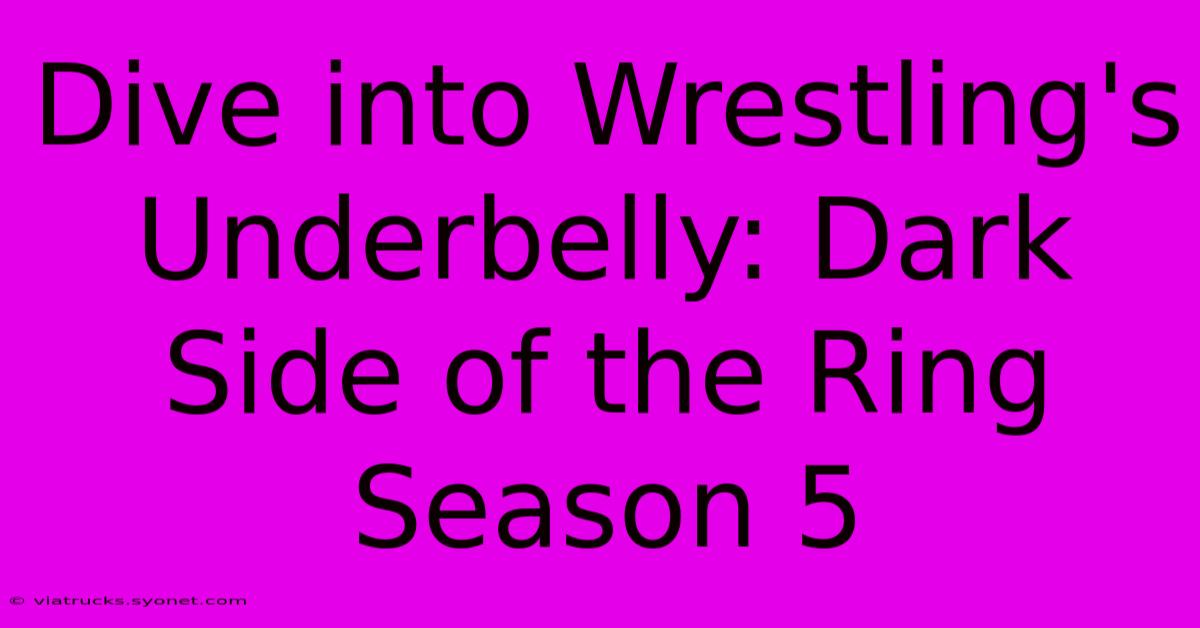 Dive Into Wrestling's Underbelly: Dark Side Of The Ring Season 5