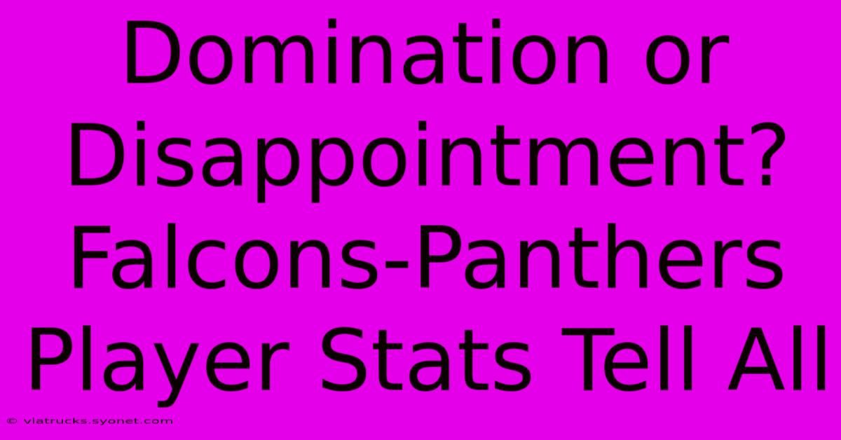 Domination Or Disappointment? Falcons-Panthers Player Stats Tell All