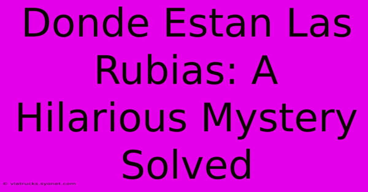 Donde Estan Las Rubias: A Hilarious Mystery Solved