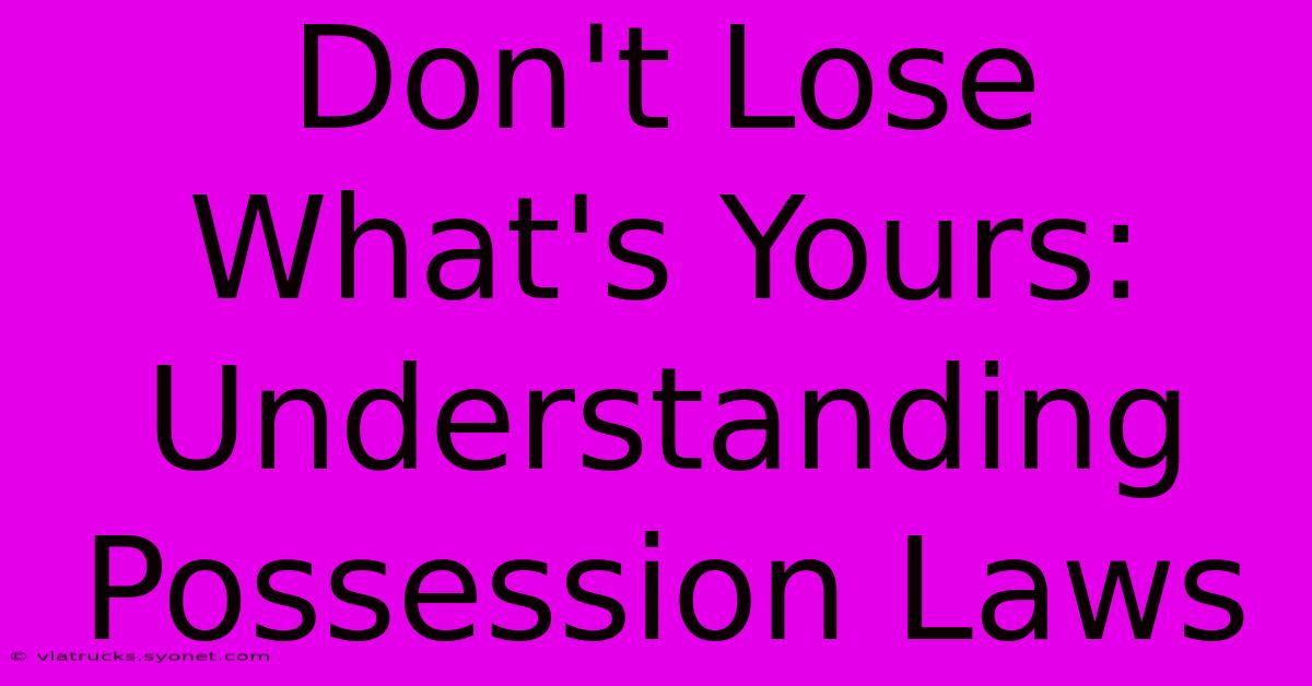 Don't Lose What's Yours: Understanding Possession Laws