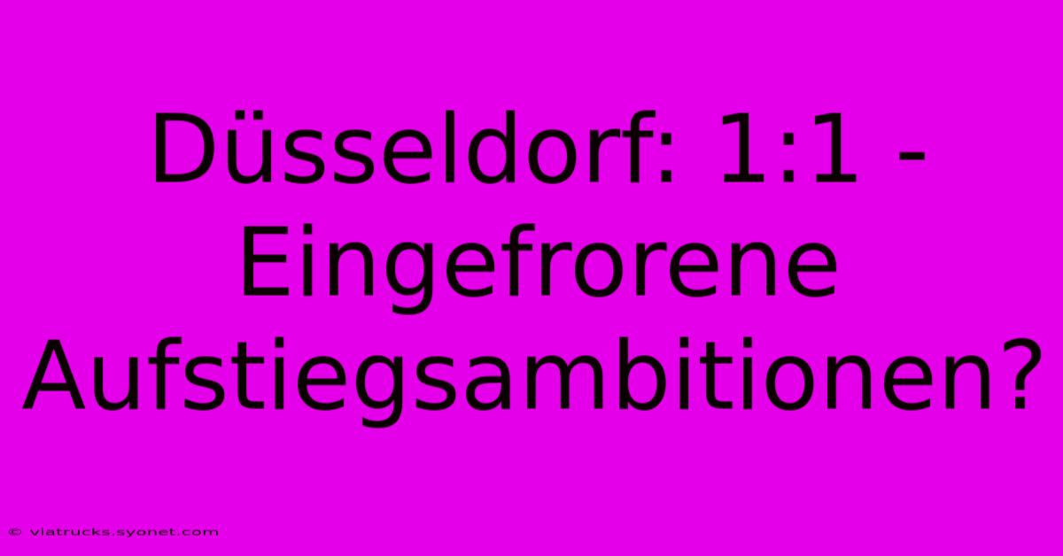 Düsseldorf: 1:1 - Eingefrorene Aufstiegsambitionen?