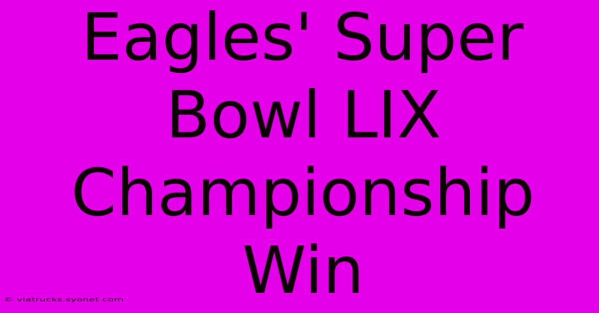 Eagles' Super Bowl LIX Championship Win