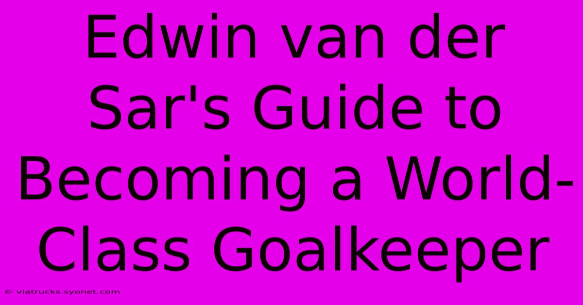 Edwin Van Der Sar's Guide To Becoming A World-Class Goalkeeper