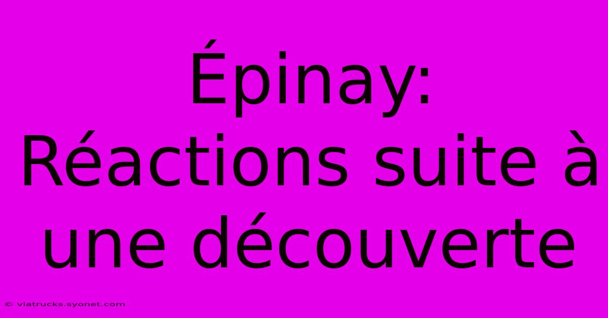 Épinay: Réactions Suite À Une Découverte