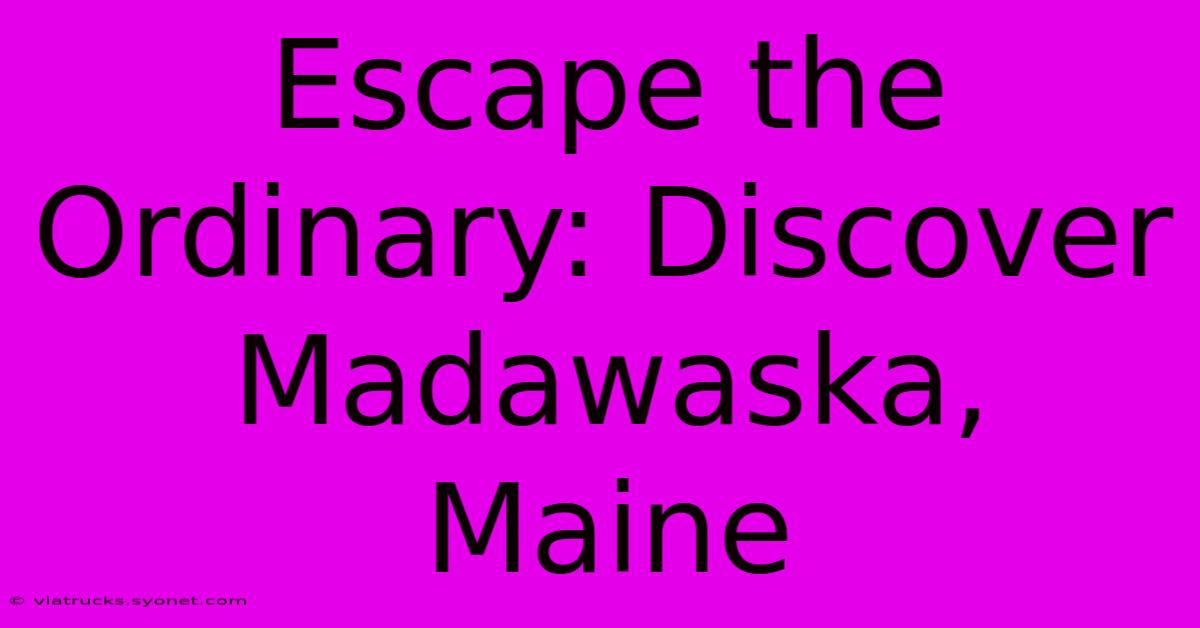 Escape The Ordinary: Discover Madawaska, Maine