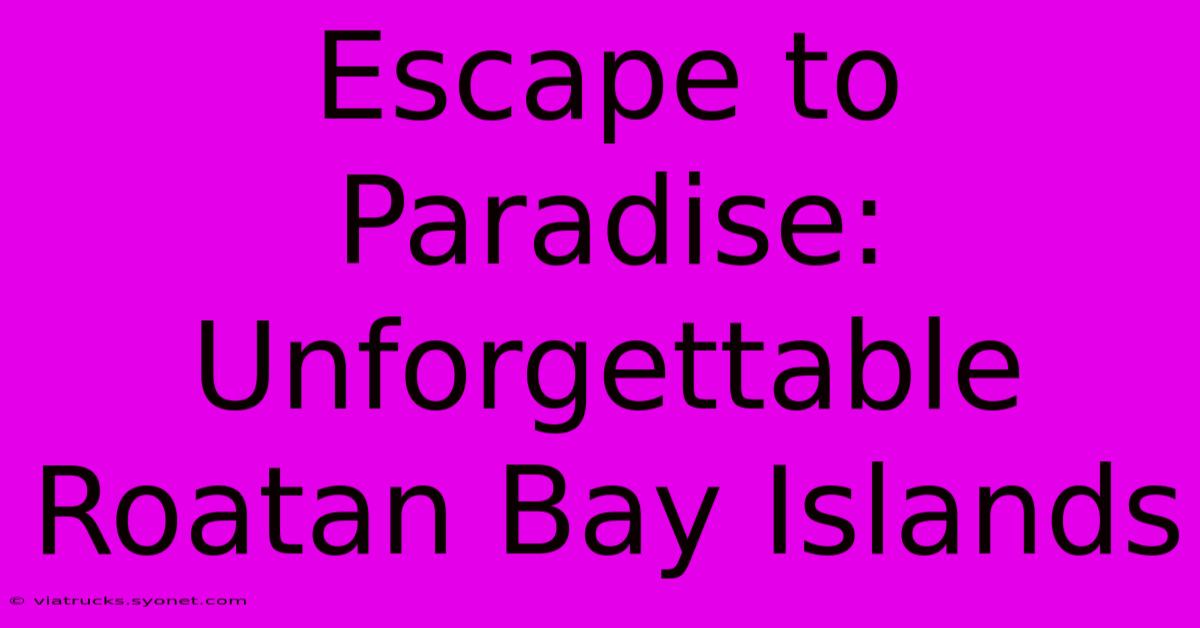 Escape To Paradise: Unforgettable Roatan Bay Islands