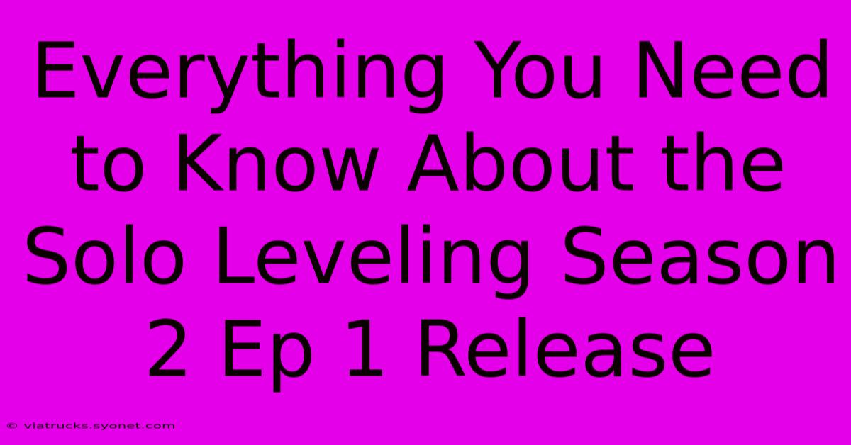 Everything You Need To Know About The Solo Leveling Season 2 Ep 1 Release