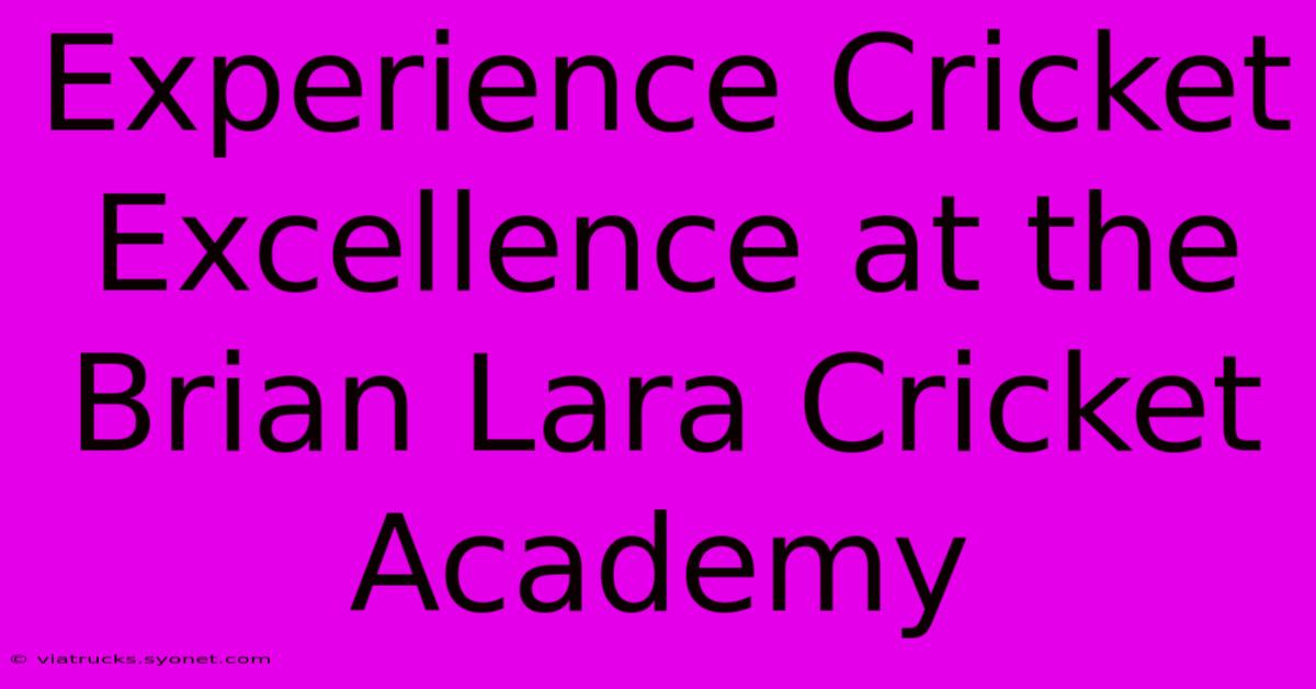 Experience Cricket Excellence At The Brian Lara Cricket Academy