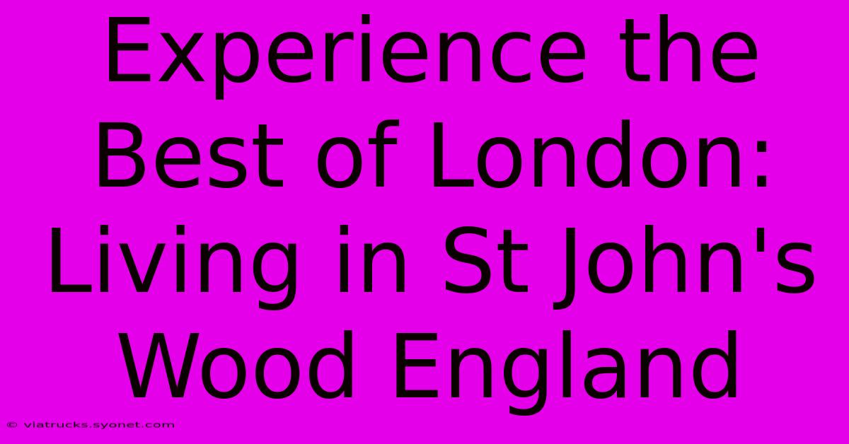 Experience The Best Of London: Living In St John's Wood England