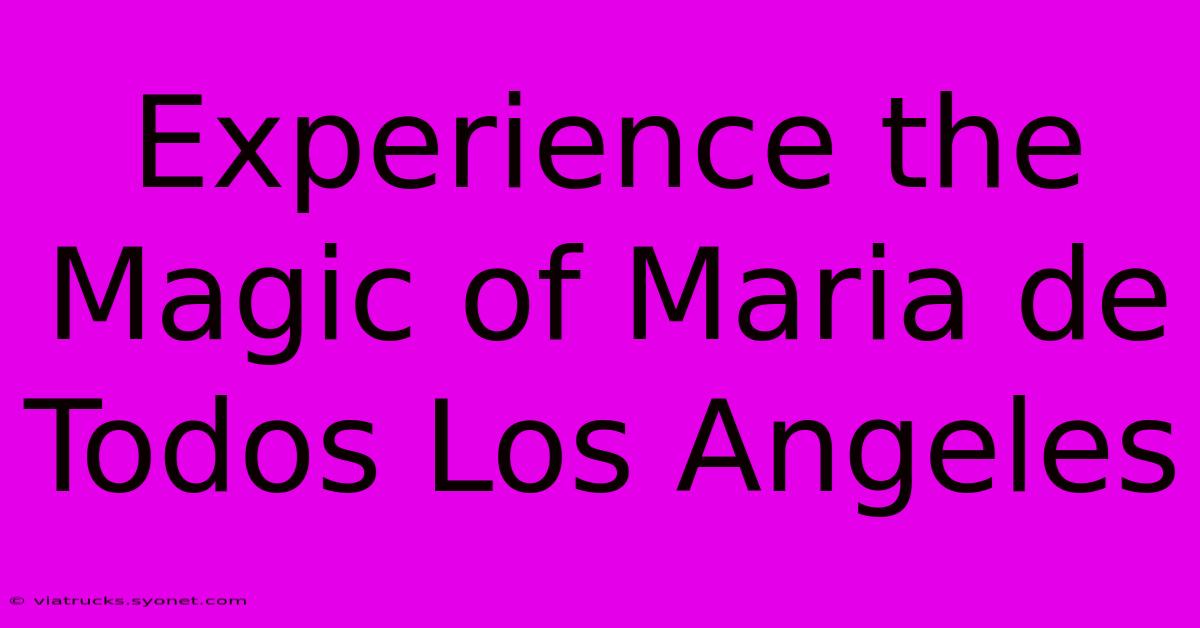 Experience The Magic Of Maria De Todos Los Angeles