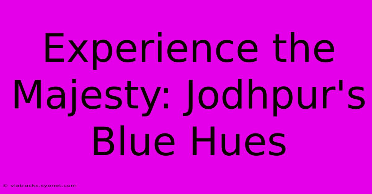 Experience The Majesty: Jodhpur's Blue Hues