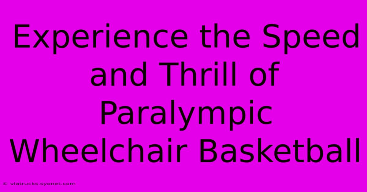 Experience The Speed And Thrill Of Paralympic Wheelchair Basketball