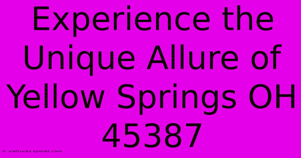 Experience The Unique Allure Of Yellow Springs OH 45387